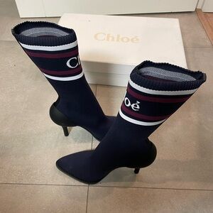 Chloé Heels - Chloé Mid-Calf Sock Boots - Women’s Heels - Size 6 - Brand New -